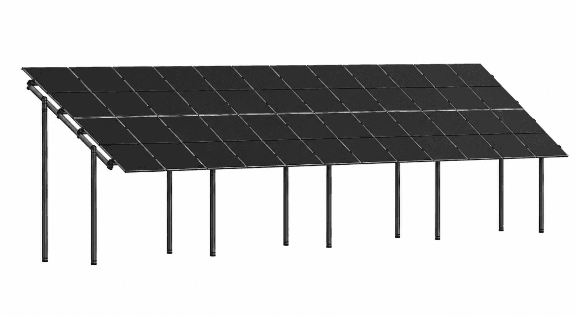 SF-V2M36-A hammered system technical drawing showing driven steel piles and the structural frame